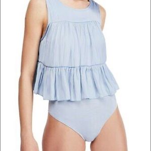 Size M Free People Pretty Chambray Pretty Please Bodysuit